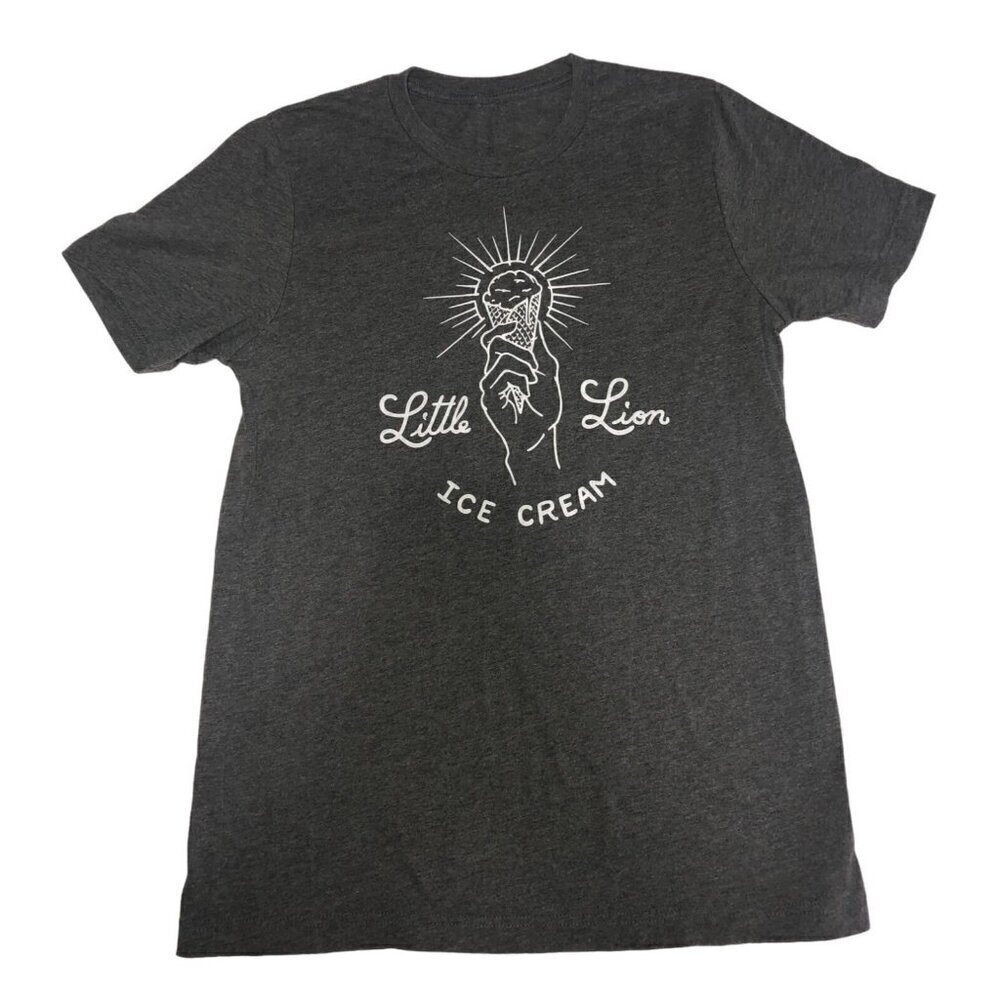 Little Lion Ice Cream Tee Womens Size Medium Gray Fitted Short Sleeve Graphic
